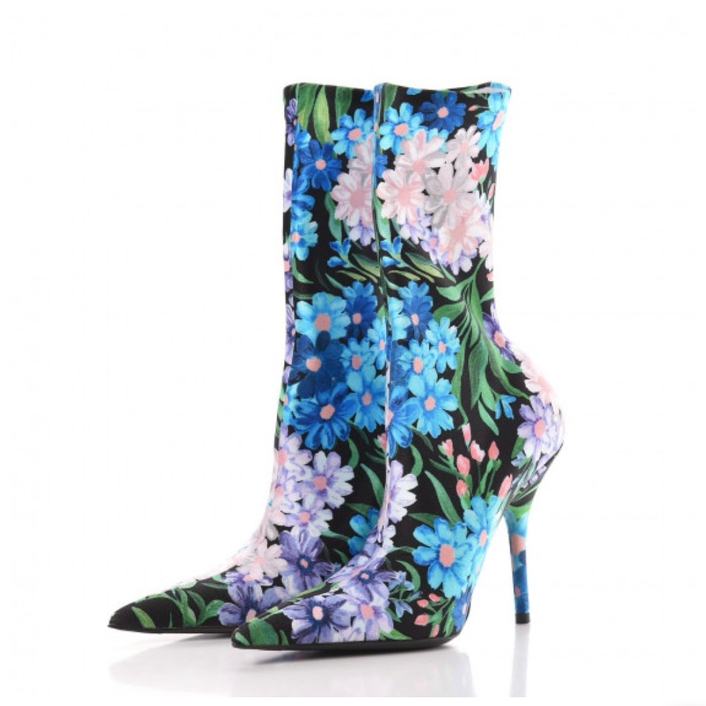 Balenciaga Bleu Violet Fleur Knife Boot 39.5